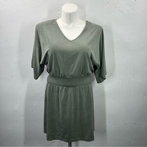 White House Black Market Green V-Neck Short Sleeve Dress LP